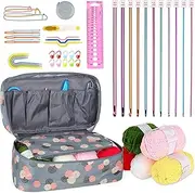 Aeelike Tunisian Crochet Hooks Set, Tunisian Crochet Kit Set, Tunisian Crochet Starter Kit with Long Crochet Hooks for Tunisian, Yarn, Accessories and Case, Tunisian Crochet Beginners Kit for Adults