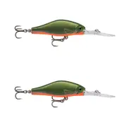 2x Rapala 5cm Shadow Rap Jack Deep Dive Crankbait Fish Lures - Green Army UV