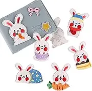 Iron On Applique Repair 6Pcs Embroidered Cloth Label Clothing Accessories Cute Cartoon Animal Plush Cloth Rabbit Self-Adhesive Patch Stickers