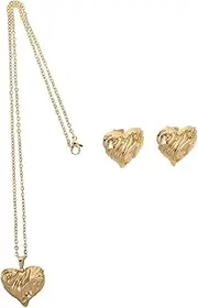 [OATIPHO] Unique Geometric Heart Jewelry Set Necklace Earrings for Women for Valentine's Formal Events Parties