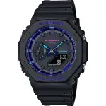 【CASIO 卡西歐】G-SHOCK 農家橡樹經典款(GA-2100VB-1A 霓虹黑藍)