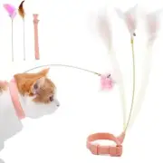 Cat Collar with Feather Toy Attached Interactive Cat Feather Wand Toy Kitty Teas