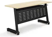 SHANGDAOYU Mobile Office Conference Table With Silent Pulleys, Foldable And Patchwork Combination Of Modern Rectangular Table, Two-drawer Storage Convenient For Most Scenes(160 * 60cm/63 * 23.6in)