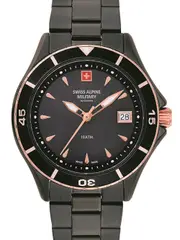 Swiss Alpine Military 7740.1187 Mother Of Pearl Dial Black Stainless Steel Womens Watch