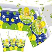 Chiazllta 3 Pcs Pickleball Tablecloths - Disposable Waterproof Plastic Table Covers for Baby Shower, Birthday Party