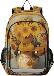 [RPLIFE] Sunflowers in Yellow Vase by Vincent Van Gogh Back Bag for Kids, Cute Backpack for Kids, Boy Backpack