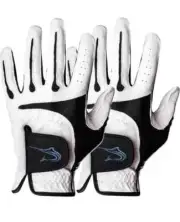 Swordfish Golf Gloves (2 Pack) - Durable - with Marker, White, Black