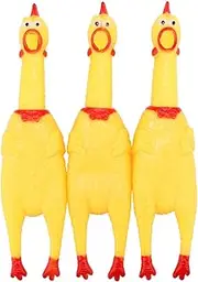 Legend Sandy Screaming Chicken Dog Toys,Yellow Rubber Squaking Chicken Toy Novelty and Durable Rubber Chicken for Dogs,Rubber Chickens Value 3 Pack
