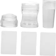 WOONEKY 3 Set Silicone Nail Art Stamper Manicure Tools Nail Art Stamper Set Scraper for Practice Hand