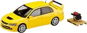 HJ64 1/64 Mitsubishi Lancer Evolution 9 with GSR Engine Display Model Yellow Solid Finished Product
