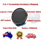 3 IN 1 Robot Vacuum Cleaner Wet Mopping Sweep Floors Carpet Smart APP WIFI BLACK