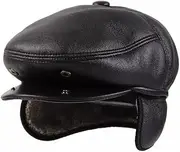 [Ardorion] Men's Flat Cap Lined Peaked Cap with Ear and Neck Protection Autumn Winter Hat Warm with Ear Flaps Flat Cap