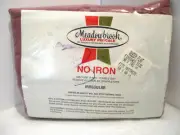 J.P. Stevens Meadowbrook Luxury Percale Irregular Queen Flat Sheet, Plum (NIP)