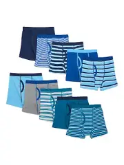 Wonder Nation Boys Underwear Soft Cotton Boxer Briefs, 10-Pack, Sizes S-XXL & Hu