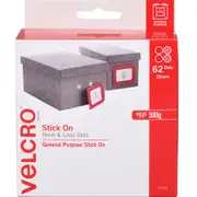 Velcro Brand Stick-On Hook And Loop Dots Circles Set 22mm White Pack 62