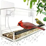 Window Bird Feeder with Removable Seed Tray and Super Strong Sticker Hooks, Large Bird Feeder for Wild Birds Outside, All-Weather Design, Never Fall Off
