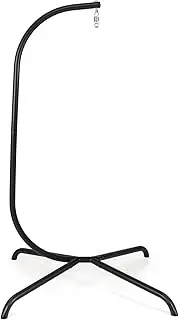 Costway Hammock C-Stand, Heavy Duty Metal Hanging Chair Stand Only with Spring Hook and 360° Rotation for Indoor and Outdoor, Wing Egg Chair Stand, 180kg Weight Capacity