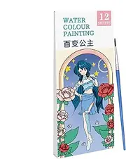 Water Paint Coloring Book for Kids - Pocket Watercolor Coloring Book, 12 Page Water Paint Set | Comes with Water Coloring Book, Art & Craft Kits