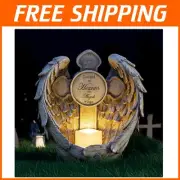 Waterproof 12" Solar Angel Wing Cross - Spiritual Outdoor Decor for Sympathy