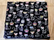 BOOGIE MAT CAT BED WITH CATNIP, SUGAR SKULL CATS ON BLACK BACKGROUND - 0508