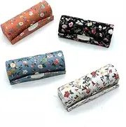 HUELE 4 Pcs Ladies Floral Lipstick Case Holder with Mirror Organizer Bag for Purse Cosmetic Storage Kit Makeup Travel Cases