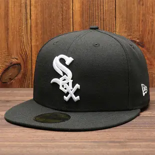 N E.W E.R A 平頂帽男式潮白色 SOX MLB 棒球帽女式 59。 F I.F.T 和黑色帽子全封閉