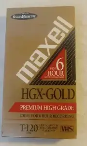 Maxwell VHS T-120 6 Hour High Grade Blank VCR Video Recording Tape HGX Gold