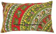 Indian Elephant Mandala White Cushion Cover Sofa Decor Pillow sham Cotton Throw
