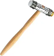 Parliky Small Hammer Wooden Handle Round Head Double-head Hammer Tool for Watch Repair Hand Tool