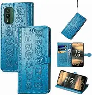 Magnetic Flip Cover Leather Case Compatible with Nokia XR21 XR 21 C3 C 3 Shockproof Phone Case Non-Slip Convenient Stand Holder Anti-Fall Protective Shell (Blue,Nokia XR21)