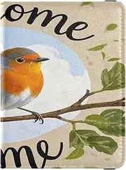 [Amooorous] Welcome Home Cute Cartoon Bird Leather decorative passport holder for travel women Vaccine Card Holder Cover Combo Passport Holder Case Waterproof, welcome home Cute cartoon bird, 1 size