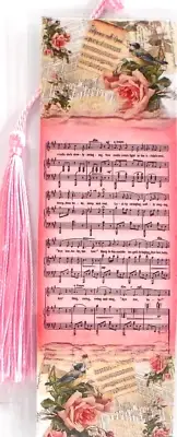 VINTAGE LOOK SHEET MUSIC,FLOWERS -UNIQUE LAMINATED BOOKMAKE