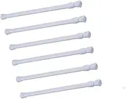 Cupboard Bars Tension Rods, 6 Pack Spring Tensions Rods 9.8 to 15.7 Inches Steel Adjustable Tension Curtain Rod Shower Rod Closet Rod Window Rods (White)