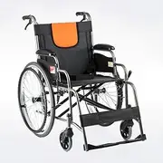 Aluminum Alloy Manual Wheelchair, Folding Portable Travel Cart with Pedal Inflatable Tire Armrest Disabled/Elderly Transport Wheelchair,Portable