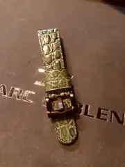 Unisex Watch band Genuine Leather Navy Green with Black Buckle to suit all 22mm
