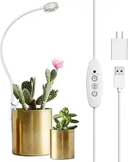 SANSI Grow Lights for Indoor Plants, Pot Clip LED Plant Lights for Indoor Growing, Full Spectrum, Plant Lamp with 4-Level Dimmable, Auto On Off 3 6 12 Hrs Timer for Succulents, Small Plant, White, 5V.