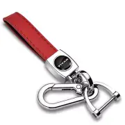 Nissan Titan Logo Red Leather Loop-Strap Chrome Hook Key Chain