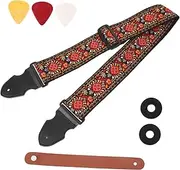 Abaodam Guitar Strap 150cm Acoustic Guitar Strap Microfiber Leather Head Strong and Fashionable Guitar Accessory Set