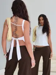 Inner Glow Open Back Top White