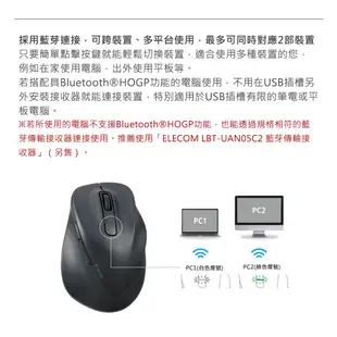 ELECOM EX-G人體工學 藍芽靜音滑鼠(S)-黑 墊腳石購物網