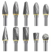 10pcs Tungsten Carbide Rotary Burr Bit Set 1/8" Cutting Carving for Dremel Tool