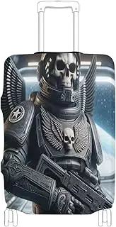 [Joisal] Astronaut in Swamp Forest Suitcase Cover Fit 18-32 Inch Suitcase Covers for Luggage Tsa Approved, Suitcase Identifiers, Sentry Skeleton Military Astronaut, M 22-24 in
