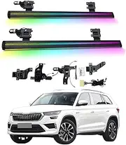 BJOHQ Electric Running Boards Compatible for Skoda Kodiak 2017-2025 with Light, SUV, Off-Road & Pickup Trucks - Retractable Truck Steps & Nerf Bars