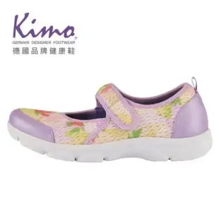 【Kimo 德國品牌健康鞋】花紋布真皮魔鬼氈休閒鞋 女鞋 (霧紫色 KBBSF054429)