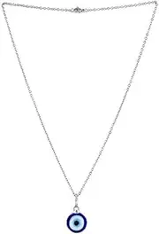 [AIMALL] 1PC Lucky Blue Eye Necklace, Silver Evil Eye Pendant Turkish Amulet for Protection, Kabbalah Charm Pendant for Good Luck & Spiritual Healing