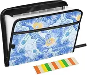 Expanding Hanging File Folder 13 Pockets A4 Letter Size with Zipper Closure for Document Storage Bhutan Blue Poppy Beauty Flowers para guardar documentos