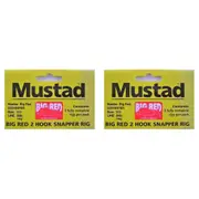 2x Mustad Big Red Snapper Chemically Sharpened X 3 Rig 2 Hook Set Up