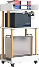 Computer Host Cabinet Storage Rack,PC Host Cart Organizer Shelf with 2 Lockable Wheels,Applies to Office Study Bedroom(Color1,54x32.4x97.4cm)