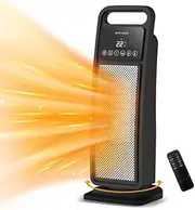 YOPOWER 2000W Ceramic Heater with Thermostat & Remote, Portable Electric Heater Fan with 2 Heat Settings, 8H Timer, 50° Oscillation, Tip-Over & Overheat Protection for Home Office Bedroom