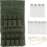 Jowenia Portable Spice Bag, Spice Jars Set with 9 Spice Jars, Spice Storage, Spice Container with Linen Storage Bag for Camping, BBQ, Picnic, Travel (Green)